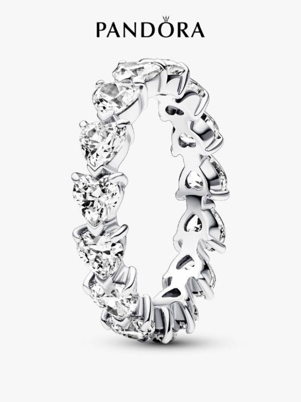 Pandora Band of Clear Hearts Ring